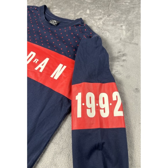 Air Jordan Shirt Men's Large Navy Graphic Logo 1992 Long Sleeve Pullover - Picture 3 of 9